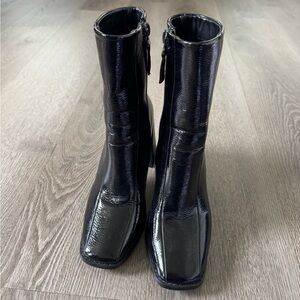 Nasty Gal Black Heeled Boots with Square Toe